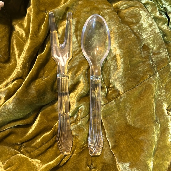 Other - Vintage mcm glass spoon and fork serving set